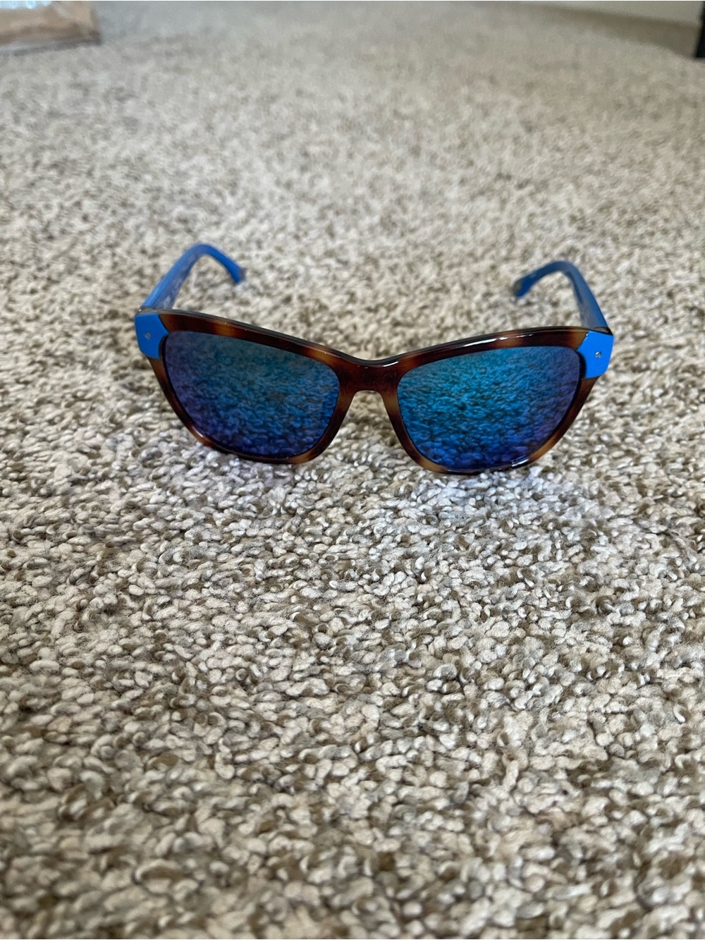 Michael Kors Tortoiseshell Frame Sunglasses with Blue Mirrored Lenses